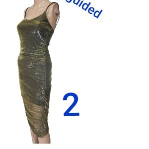 Ruched Misguided Illuminas party dress spaghettistraps metallic party